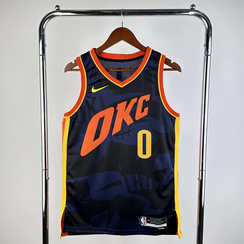 2024 NBA Oklahoma City Thunder 0 Westbrook Basketball Jersey