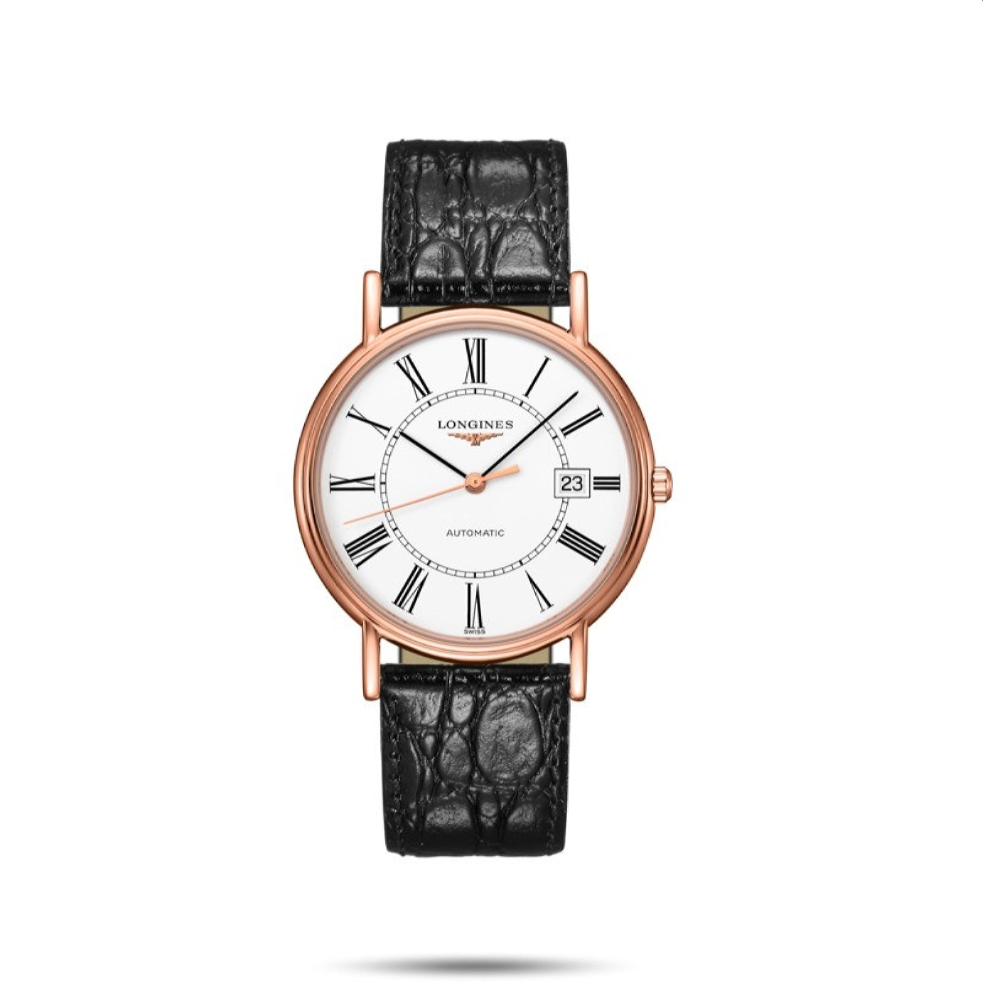Longines Men's L4.921.1.11.2 Presence Black Leather Watch