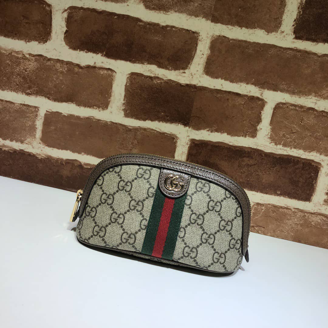 Gucci Ophidia Gg Cosmetic Pouch Brown