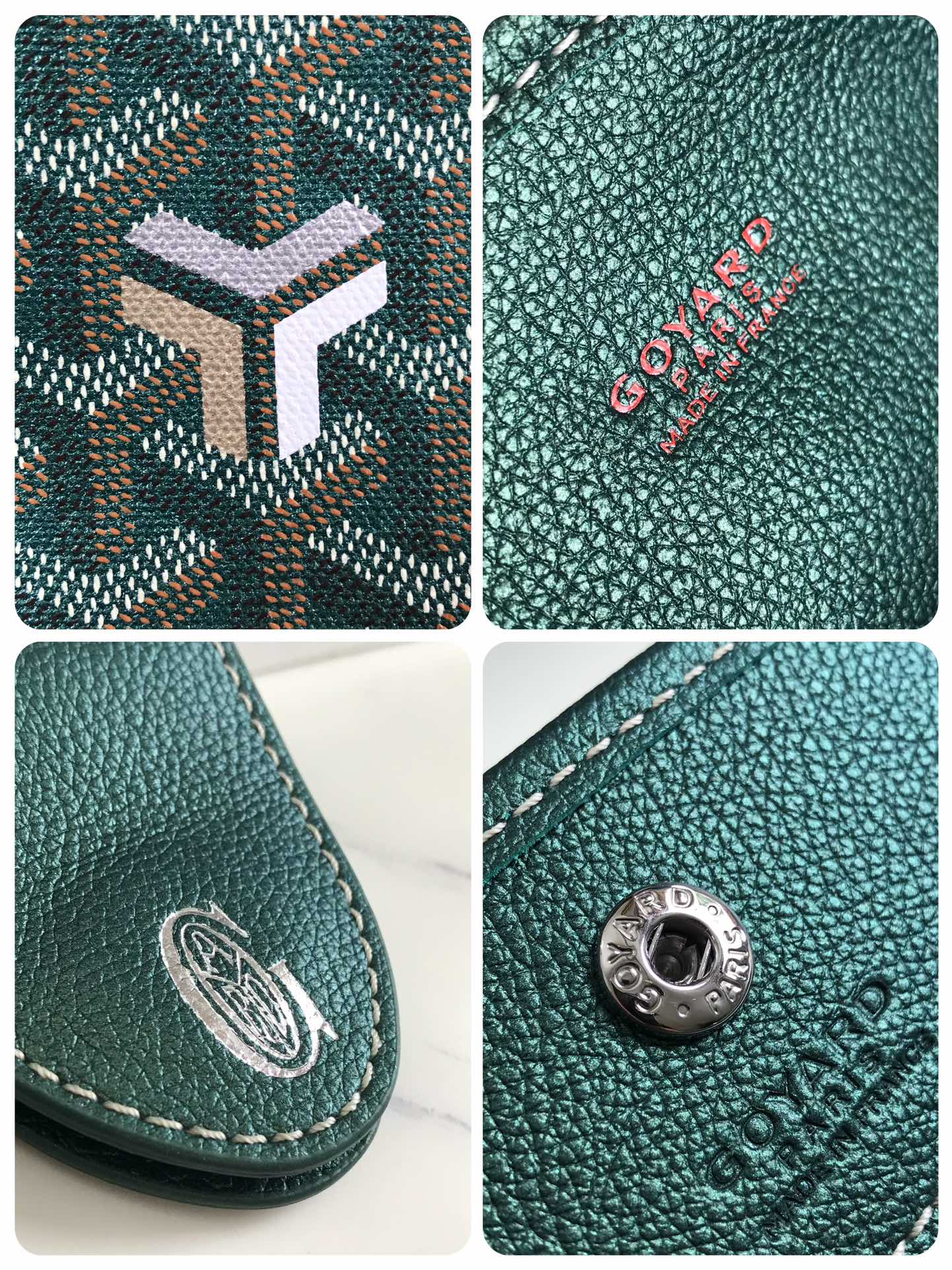 Goyard Anjou Mini Bag 20Cm Green Canvas Chevroches Calfskin