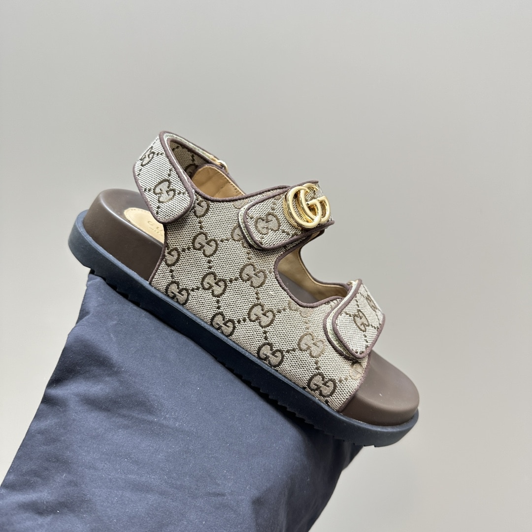 Gucci Double G Sandal Beige And Ebony 771575 G1730 9755