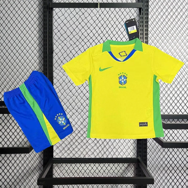 2025-26 Brazil Home kids Football jersey