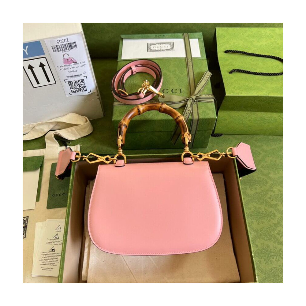 Gucci Small Top Handle Bag with Bamboo Pink
