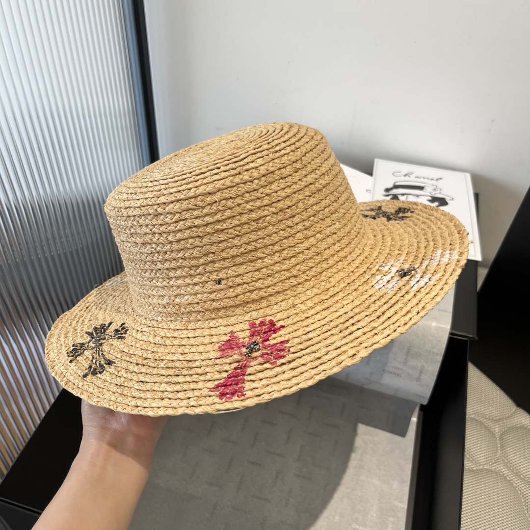 Chrome Hearts-Raffia Straw Sun Hat