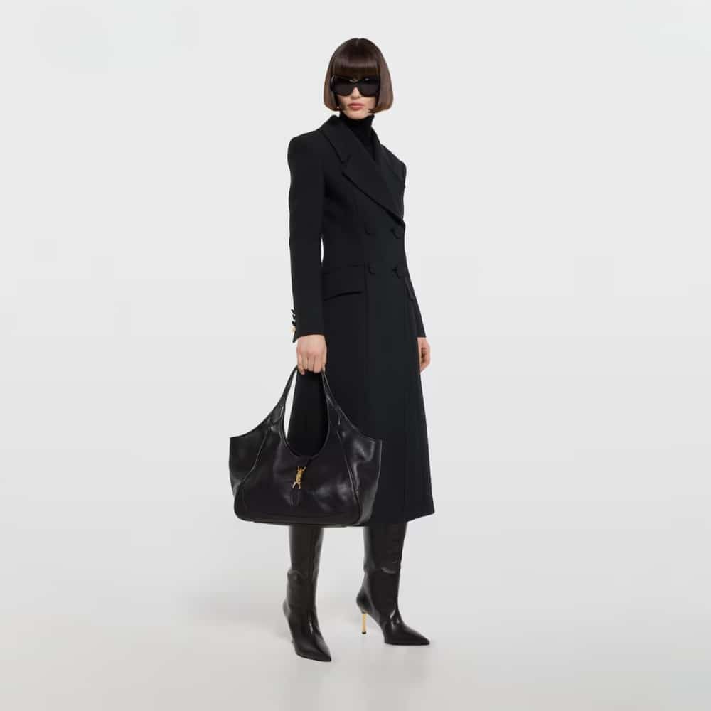 Gucci Mercato Medium Tote Bag Black Leather 35cm 866645 AAGIA 1000