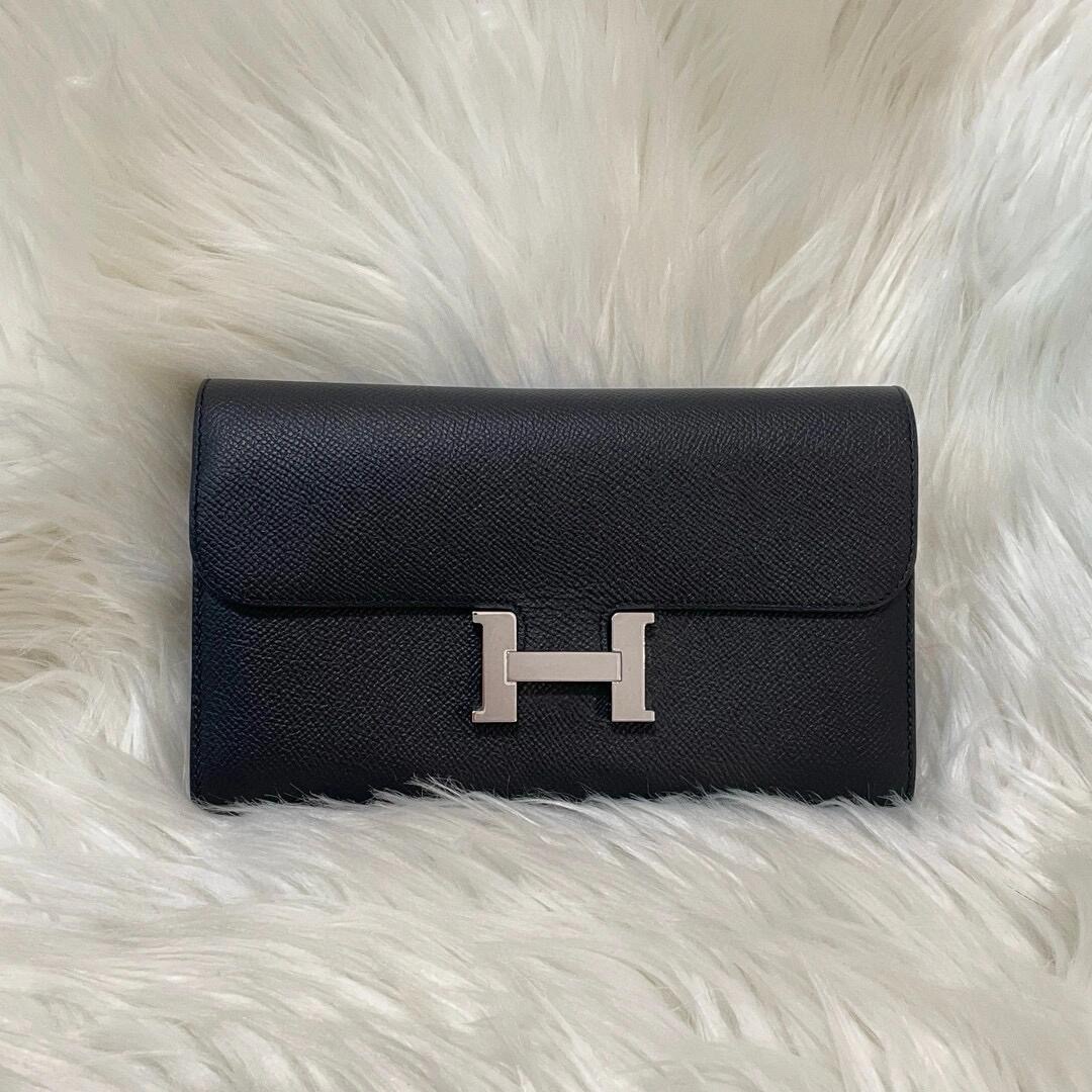 Hermes Constance Wallet Epsom Leather Palladium Hardware In Black 20cm