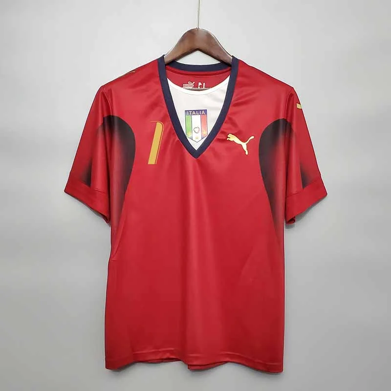 Retro 2006 Italy Red BUFFON  Football jersey retro