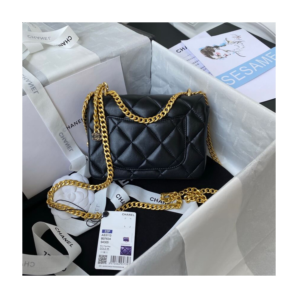 Chanel Mini Flap Bag in Lambskin with Enamel CC