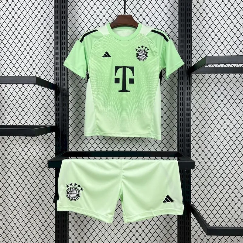 2025-26 Bayern Munchen Green Goalkeeper Kids Football jersey