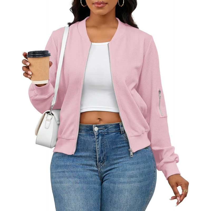 Women Casual Full Zip Up Comfy Loose Long