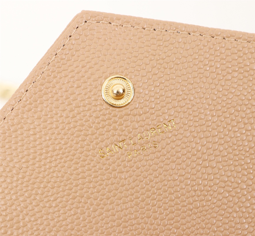 Saint Laurent Cassandre Matelasse Chain Wallet In Grain De Poudre Embossed Beige 22Cm