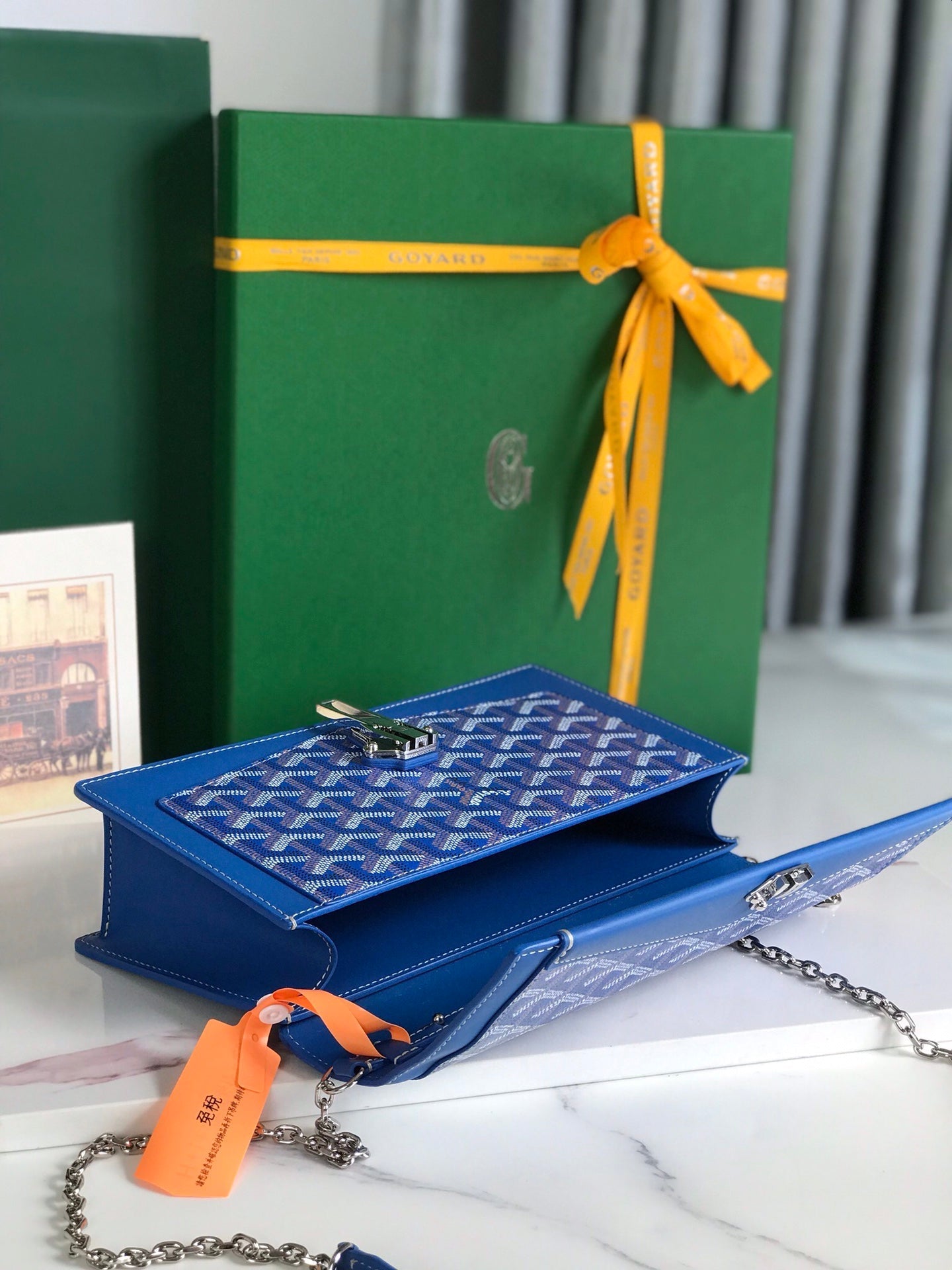 Goyard Duchesse Marie-Caroline Bag 25cm Sapphire Blue Goyardine Canvas And Smooth Calfskin