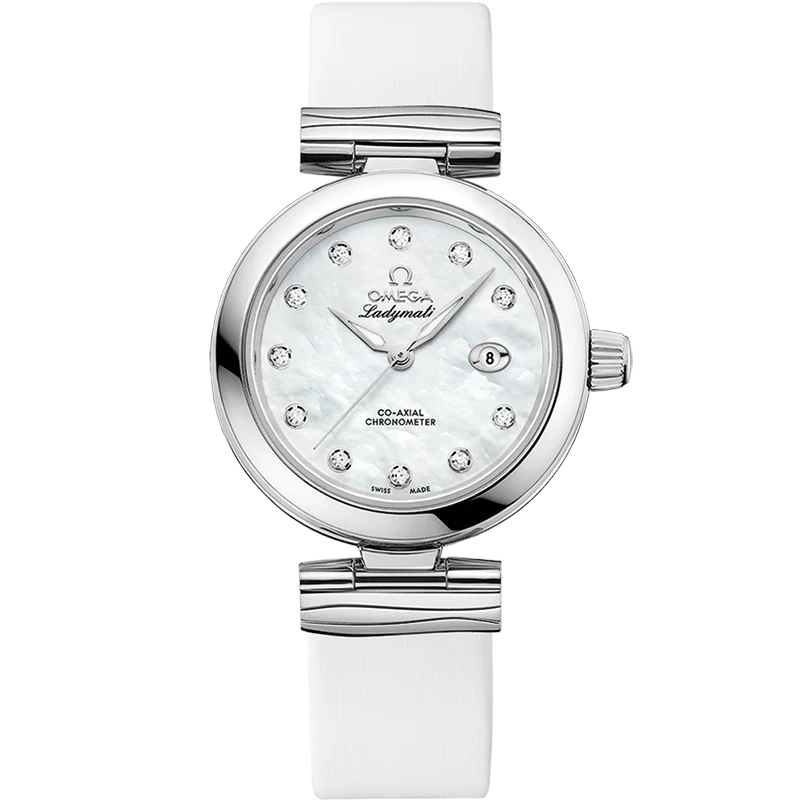 Omega De Ville Ladymatic 34mm White Dial with Diamonds Stainless Steel Strap 425.37.34.20.55.002