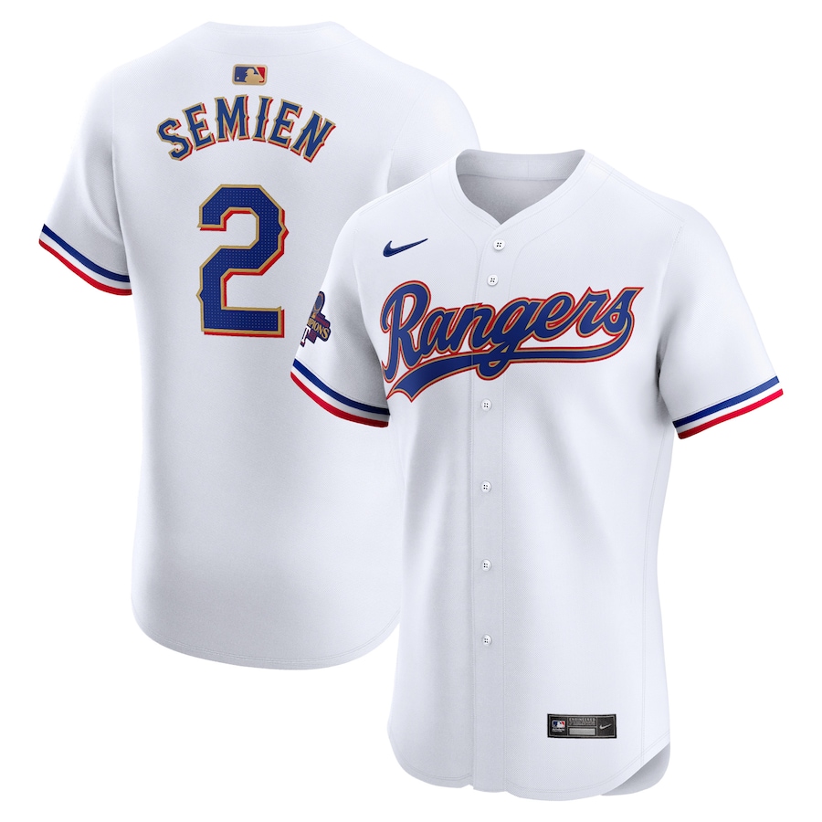 Marcus Semien Texas Rangers 2024 Gold Collection Elite Player Jersey White