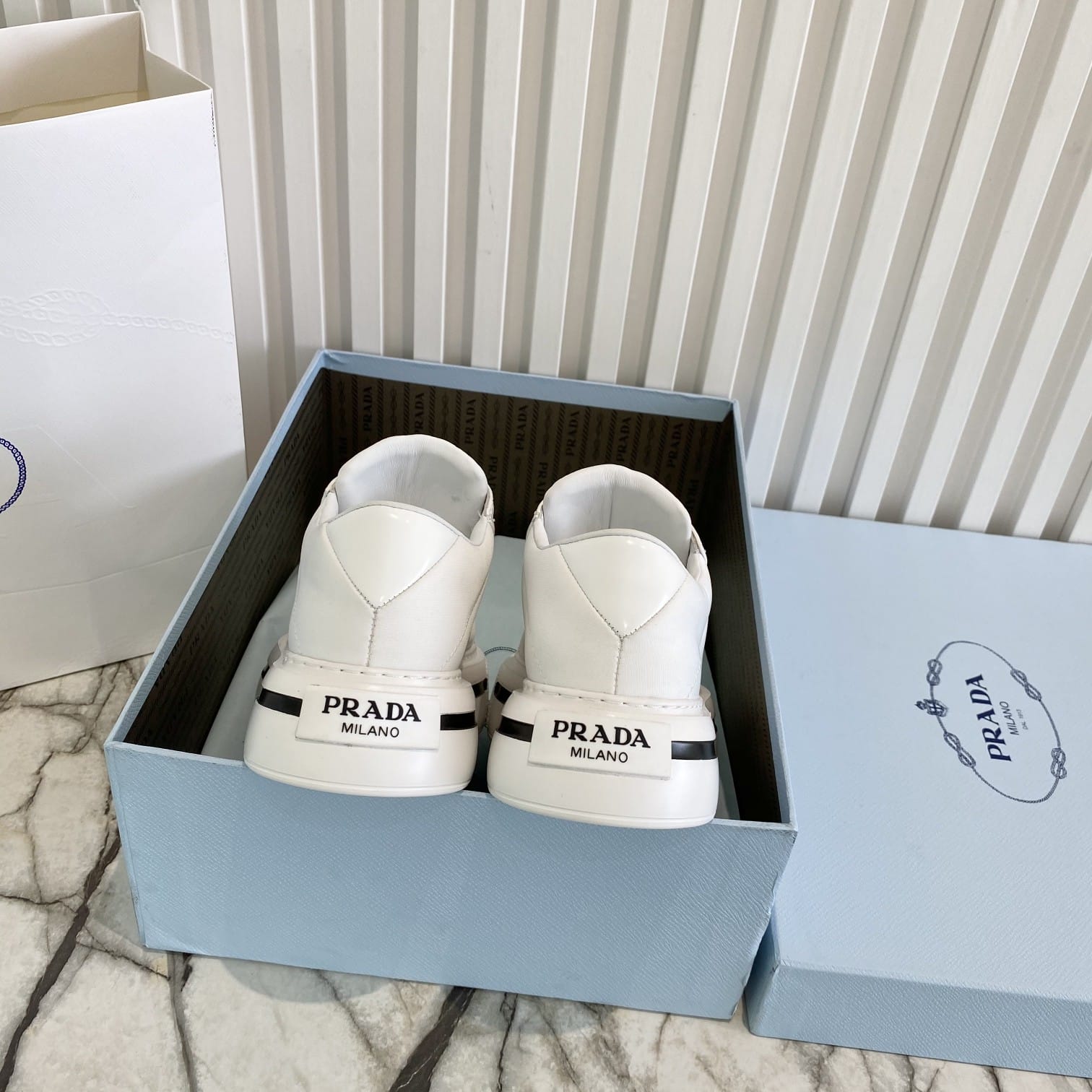 Prada Macro Re-Nylon And Brushed Leather Sneakers White 2Eg3763Lf5F0009