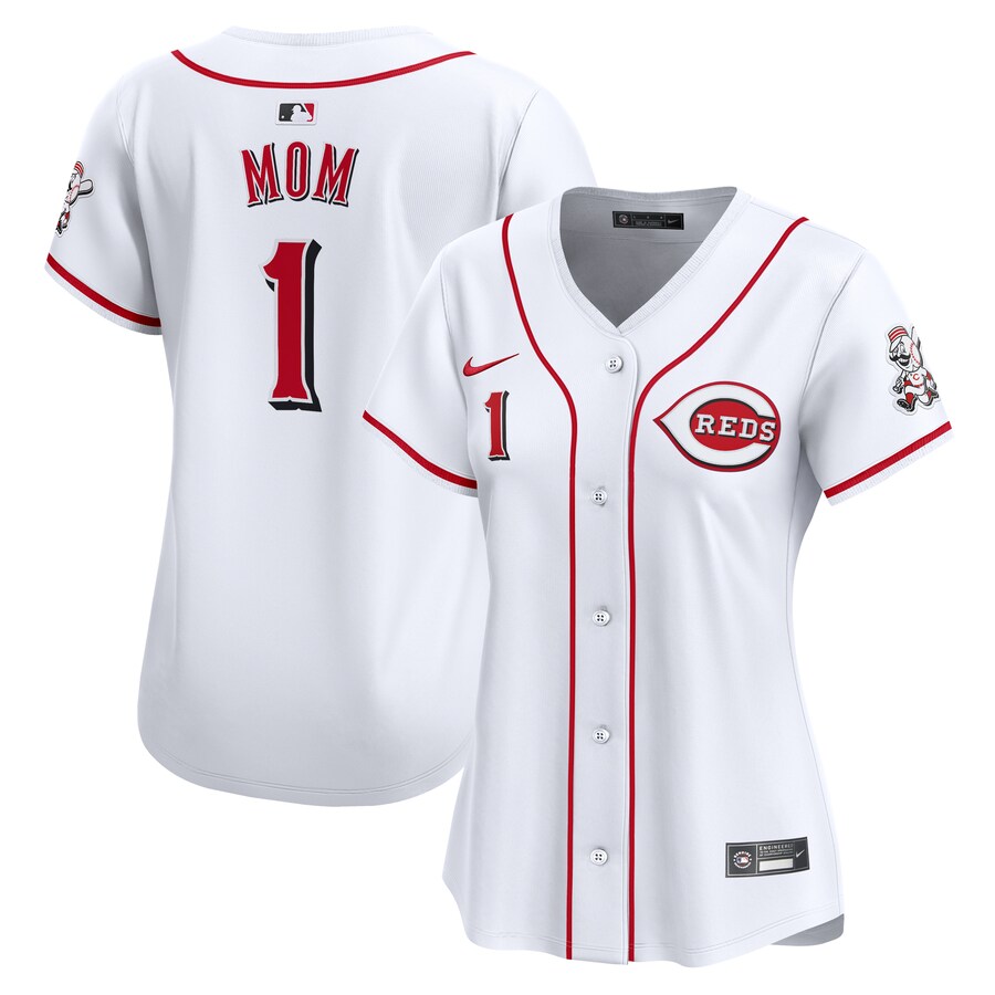 Cincinnati Reds Women's #1 Mom Home Limited Jersey White