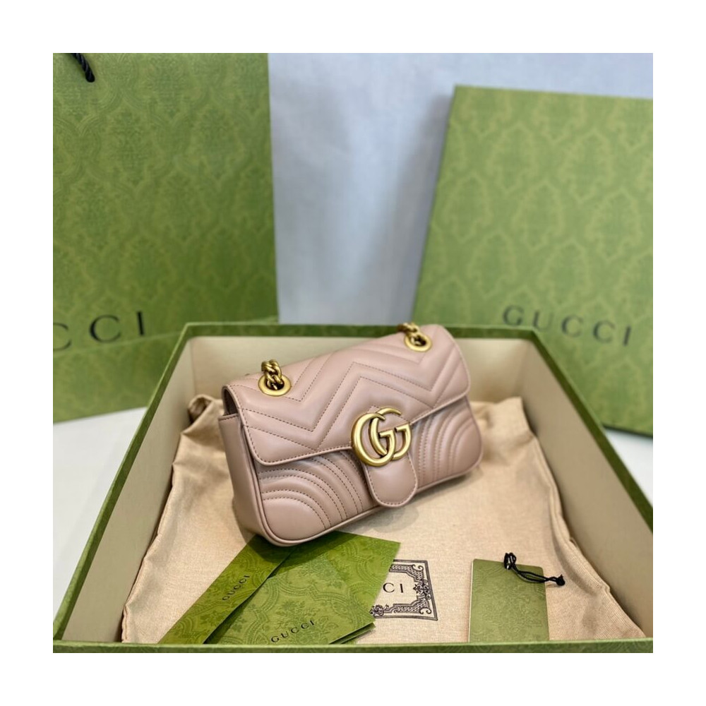 Gucci GG Marmont Matelasse Chevron Leather Mini Bag Nude Pink