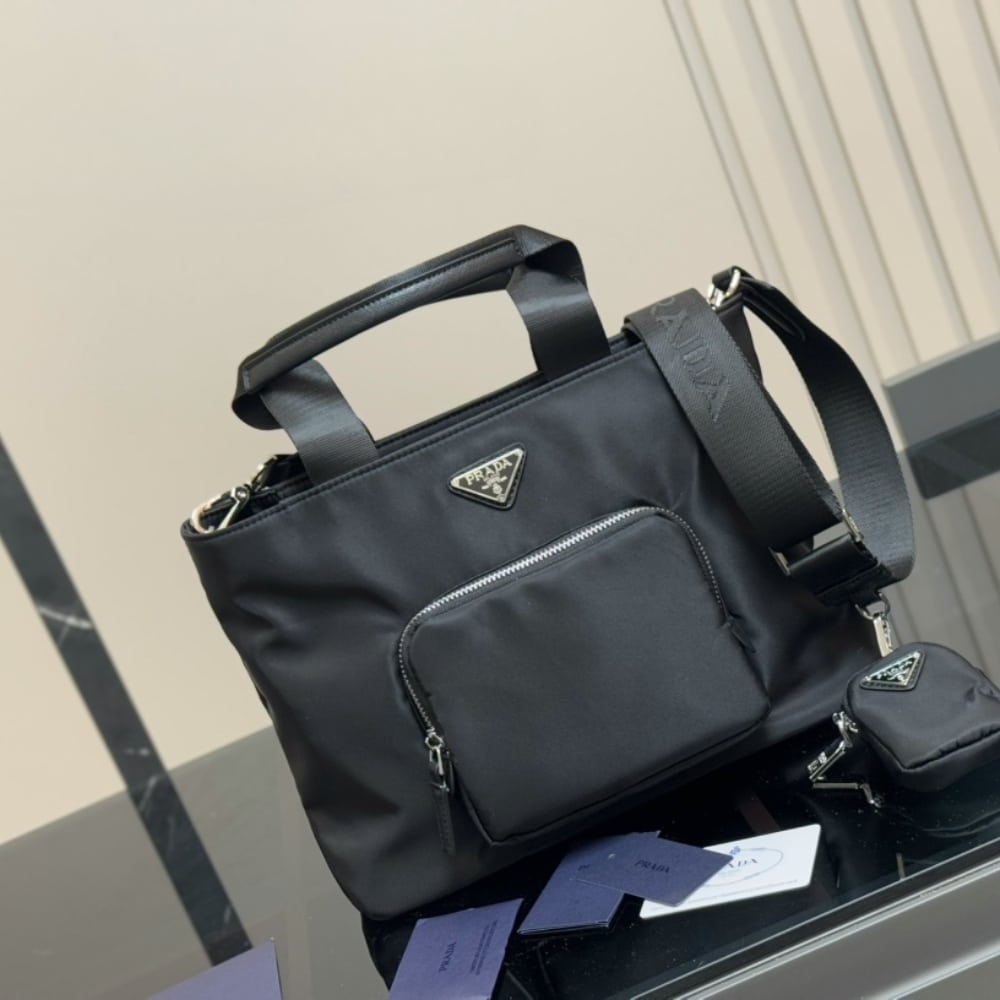 Prada Re Nylon Tote Bag Black 32Cm
