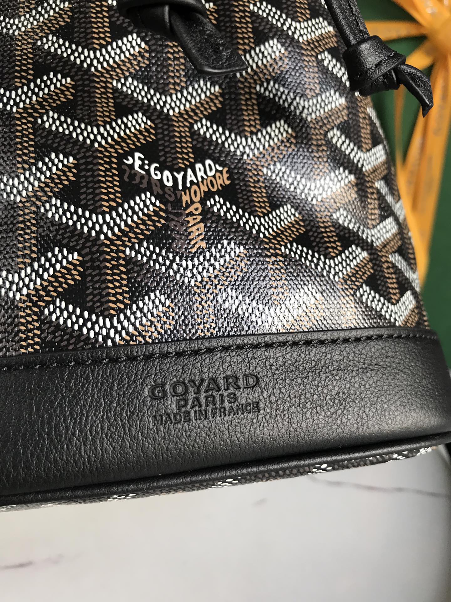 Goyard Petit Flot Bucket Bag 22 Cm Black Goyardine Canvas And Lambskin Trim