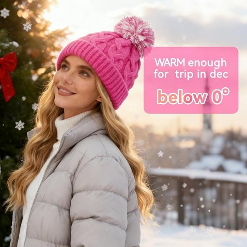 Slouchy Chunky Knit Beanie with Pom Pom
