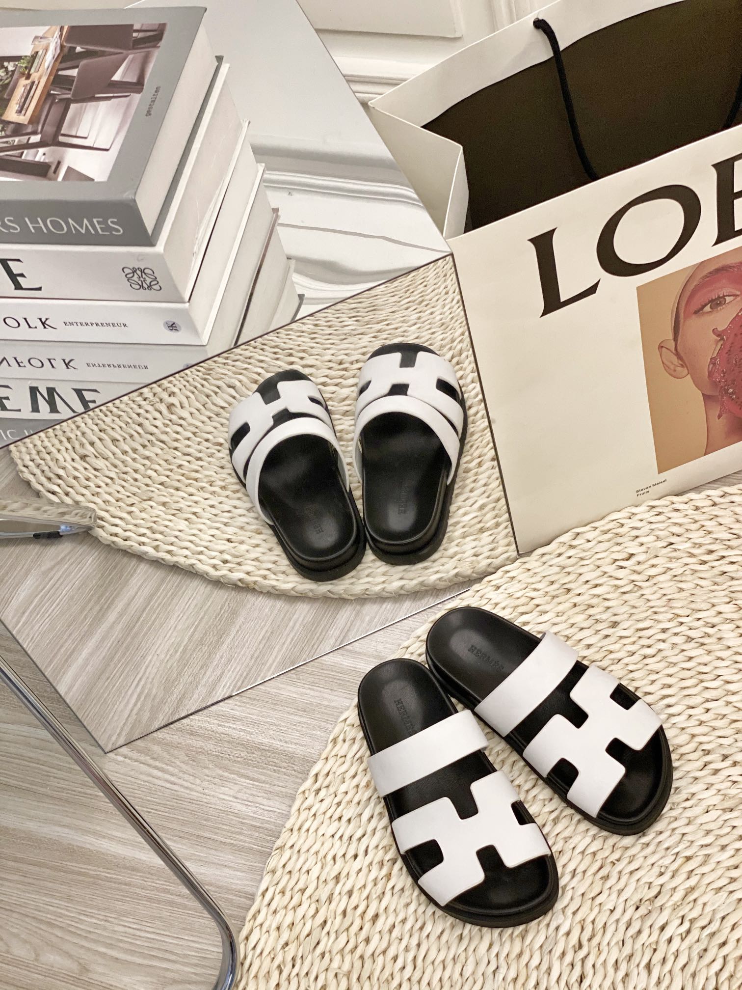 Hermes Ankara Sandal White