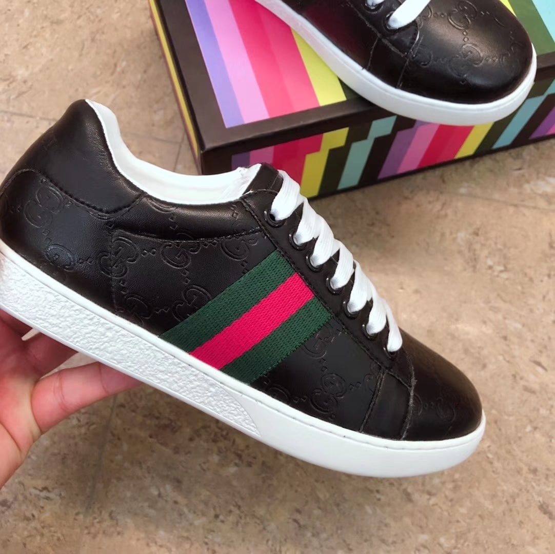 Gucci Ace Black Logo Sneaker 386750 Cwcg0 1070