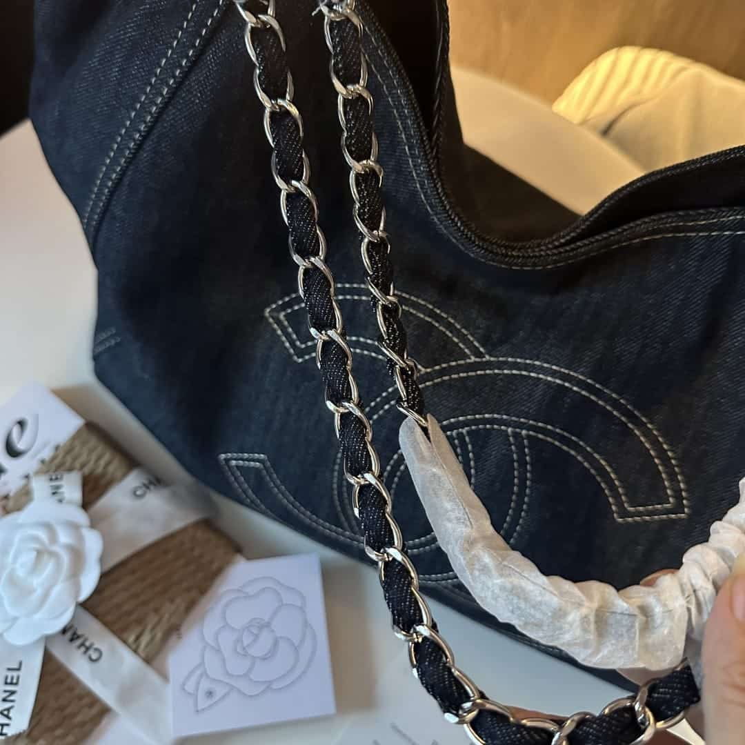 Chanel Denim Timeless Cc Tote Blue 36Cm