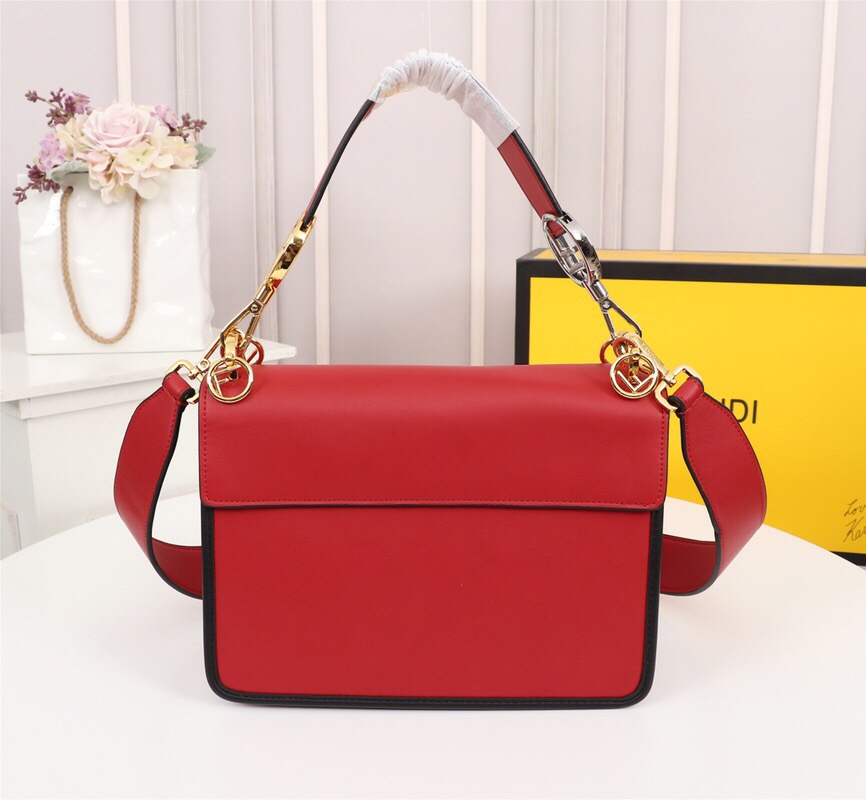 Fendi Kan I F Logo Red Bag 25Cm