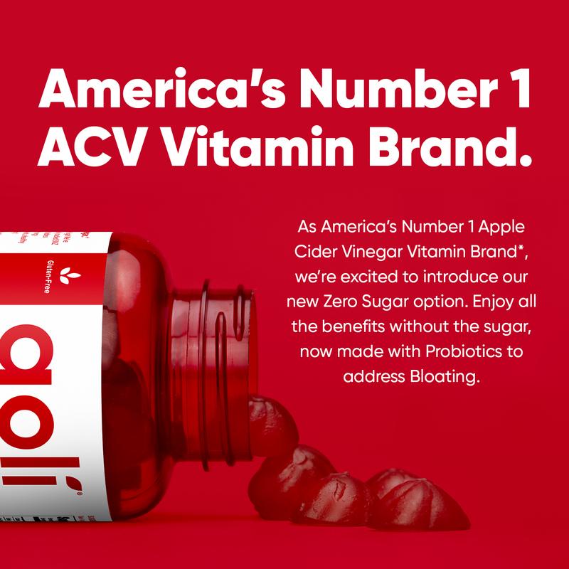 Goli Zero Sugar World's First Apple Cider Vinegar Gummies - Vitamin B12, Probiotics to Address Bloating. Vegan, Plant Based, Non-GMO, Gluten-Free & Gelatin-Free