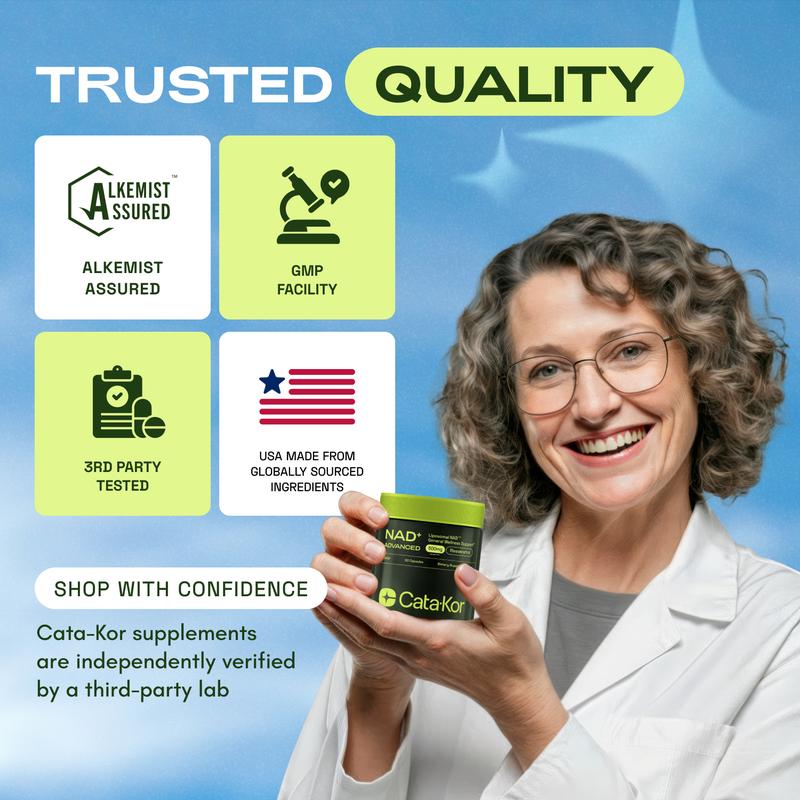 Cata-Kor NAD+ Advanced - NAD+ Supplement for Energy & Healthy Aging - 500mg per Serving - 60 Count (30 Day Supply) - Previously known as Reus Research NR 900