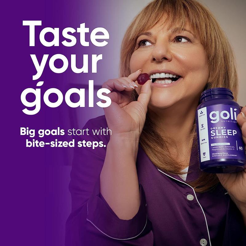 Goli Dreamy Sleep Gummy - Melatonin, Vitamin D, Magnesium, Lemon Balm Extract, Gelatin-Free, Gluten-Free, Vegan & Non-GMO