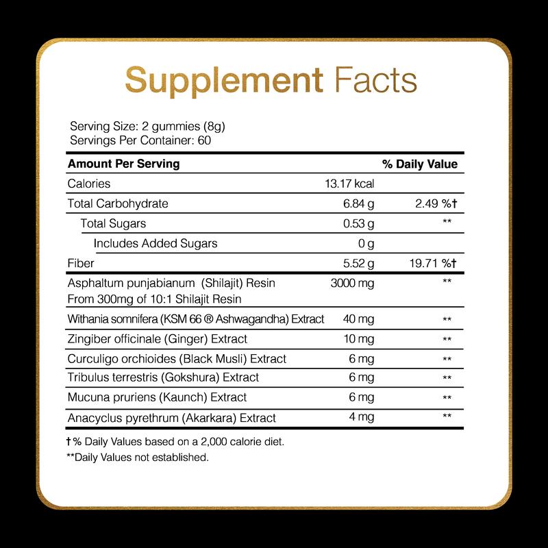 Be Bodywise by Root Labs Pure Himalayan Shilajit Gummies | 3000mg with KSM-66 Ashwagandha, Gokshura, Fulvic Acid & 85+ Trace Minerals | No Added Sugar | Non-GMO | For Men & Women | 60 Vegan Gummies | Natural Strength, Focus & Stamina Support