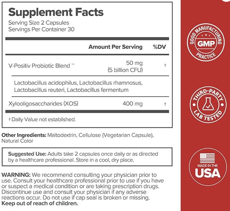 Probióticos Vitality para mujeres - 60 cápsulas, contiene prebióticos, equilibra el pH y elimina el olor.