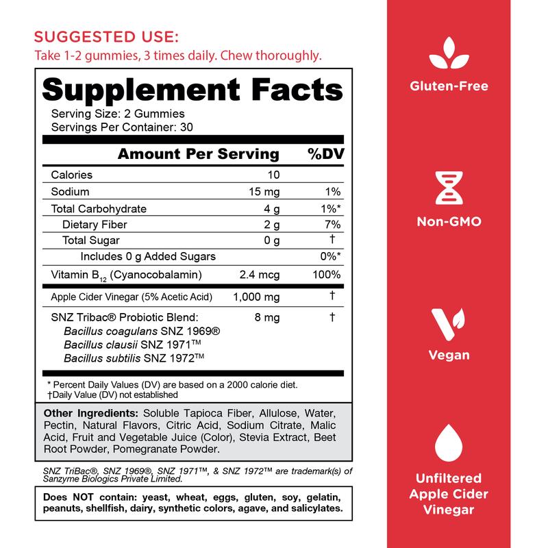 Goli Zero Sugar World's First Apple Cider Vinegar Gummies - Vitamin B12, Probiotics to Address Bloating. Vegan, Plant Based, Non-GMO, Gluten-Free & Gelatin-Free