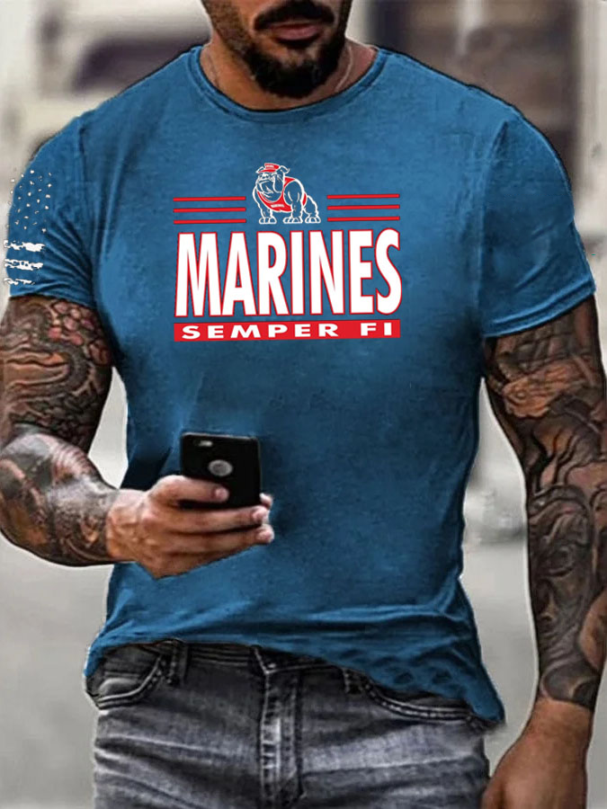 Men' s Marines Pattern Cotton T-Shirt