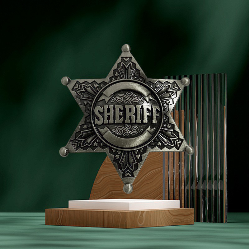 American Sheriff Brooch Hexagon Star Pin Semper Fi Creative Exquisite Badge