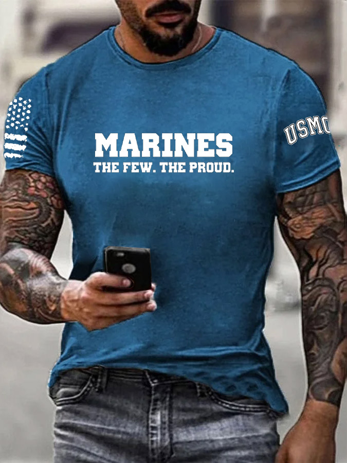 Men's Marines The Few The Proud Pattern Print Cotton T-Shirt