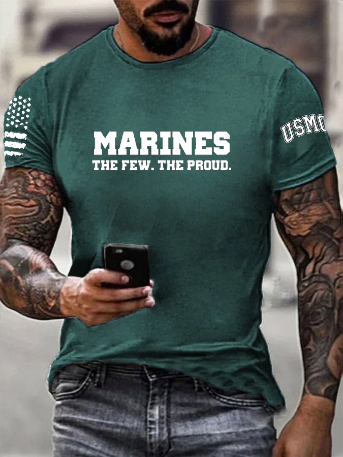 Men's Marines The Few The Proud Pattern Print Cotton T-Shirt