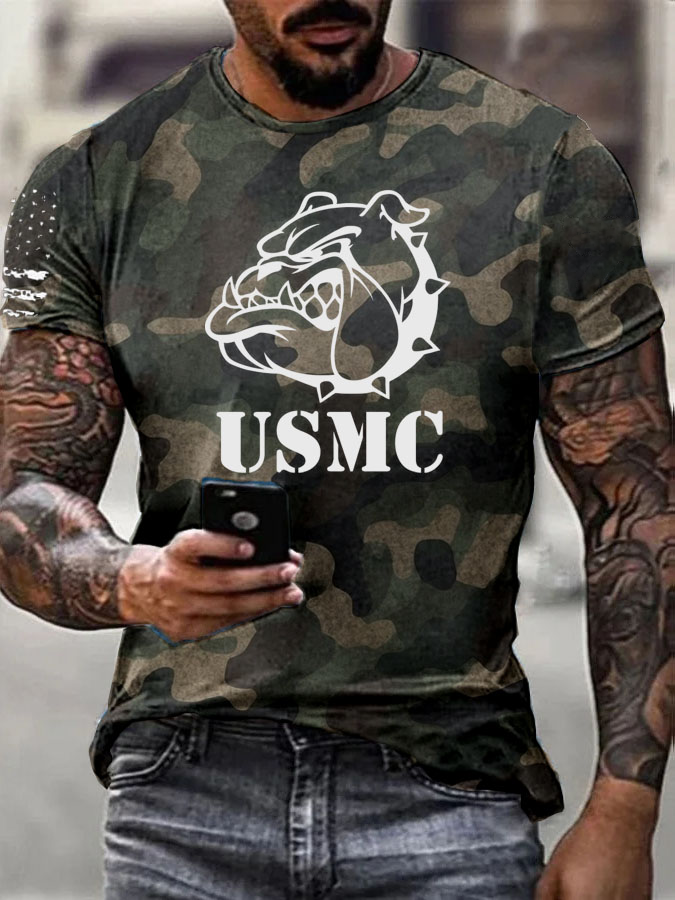 Men' s Usmc Funny Pattern Cotton T-Shirt