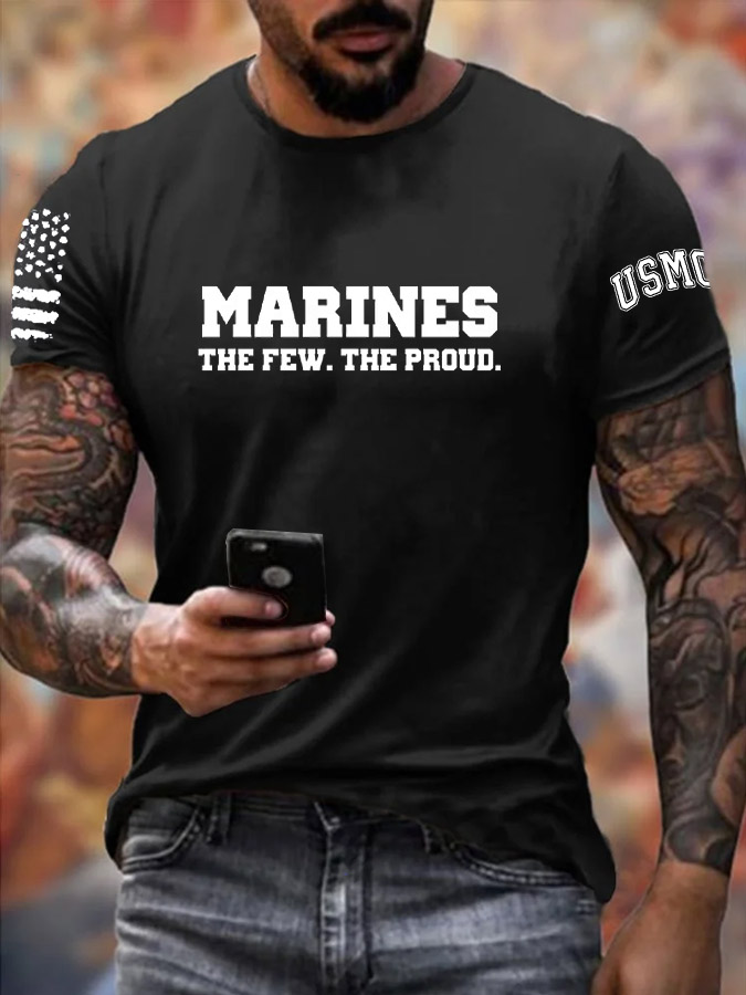 Men's Marines The Few The Proud Pattern Print Cotton T-Shirt