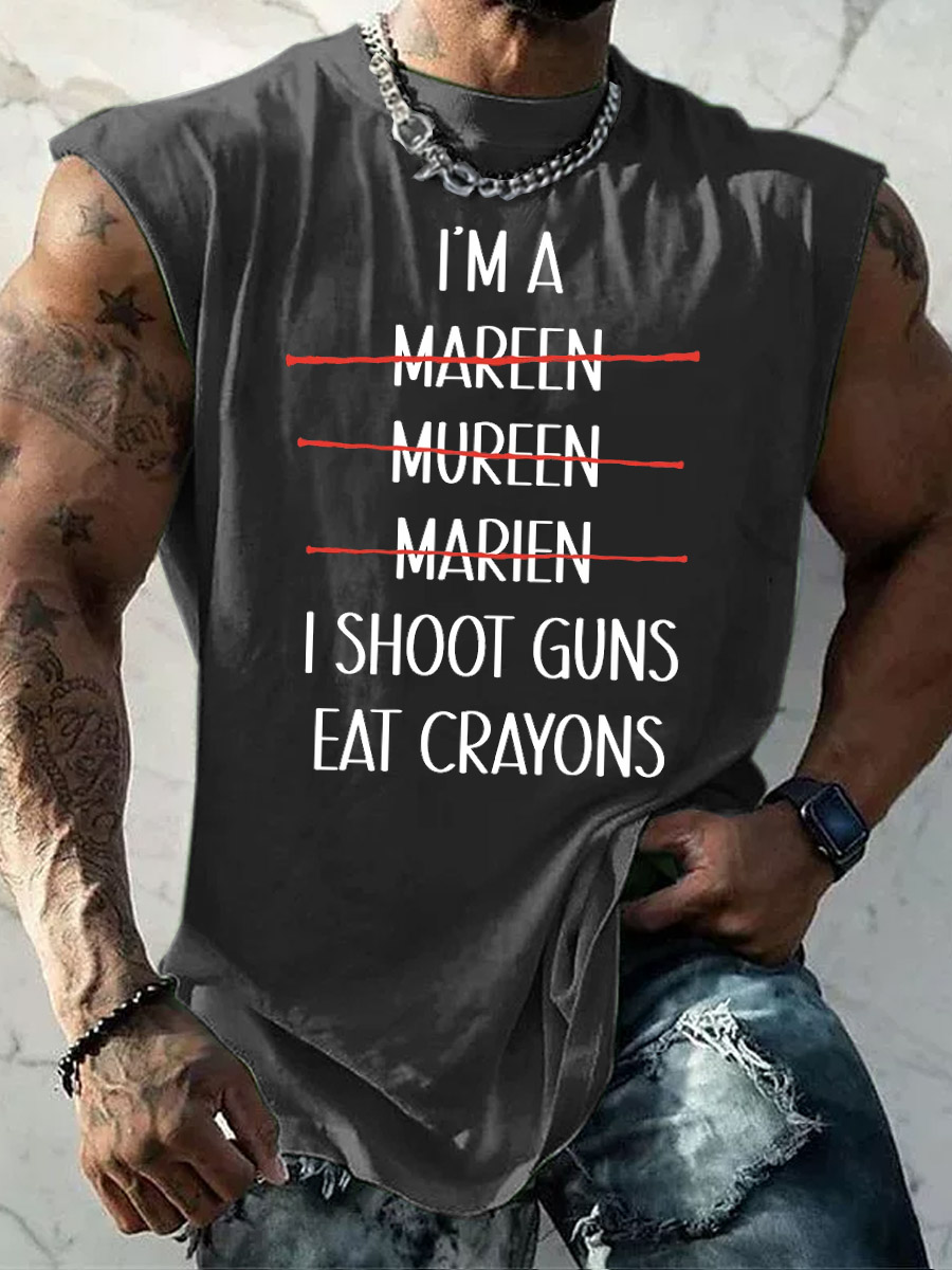 Marines Shot Guns Eat Crayons Pattern Print Vest