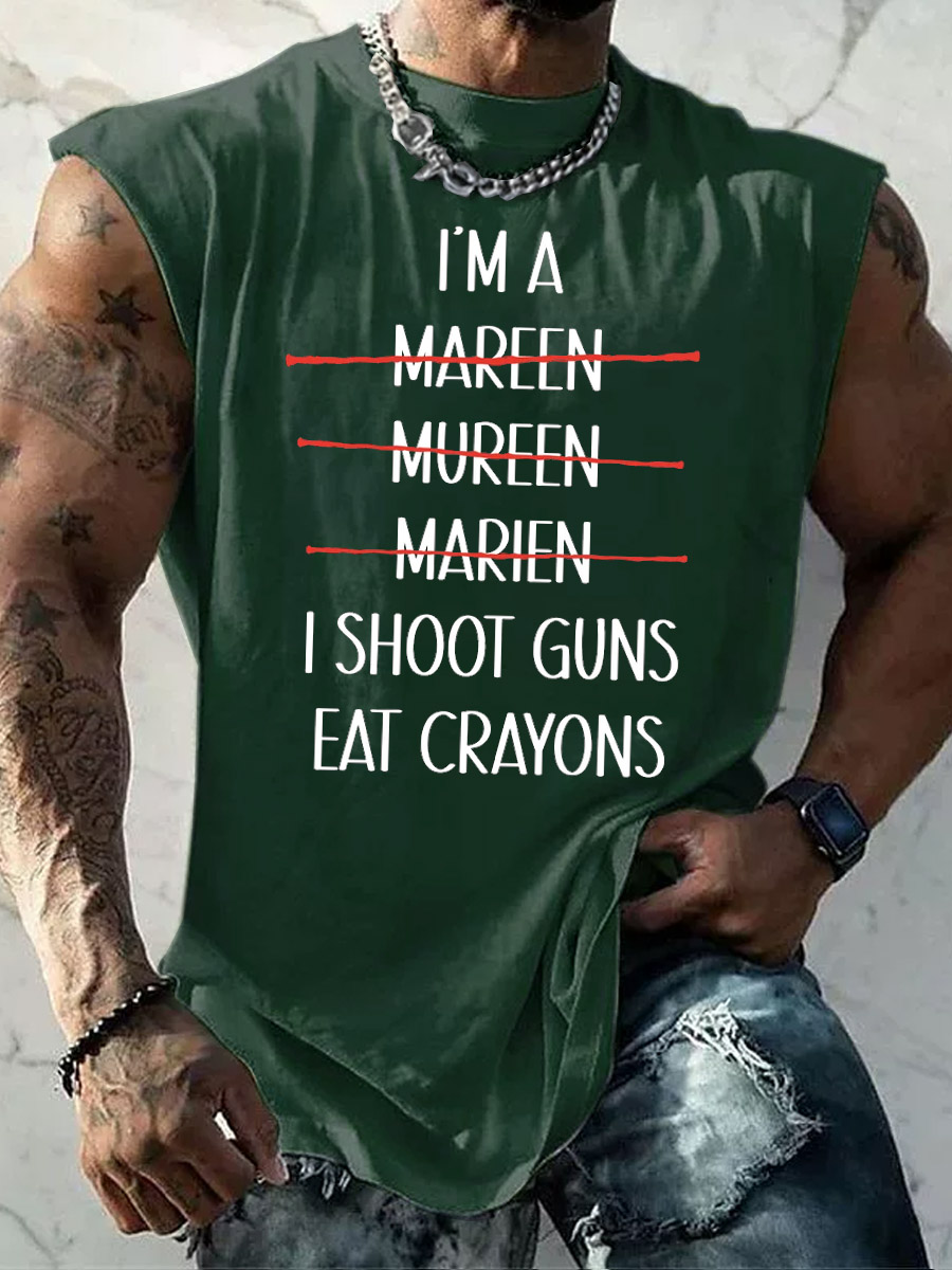 Marines Shot Guns Eat Crayons Pattern Print Vest