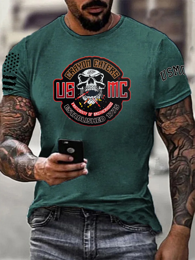 Crayon Eaters Skull Pattern Print Cotton T-Shirt