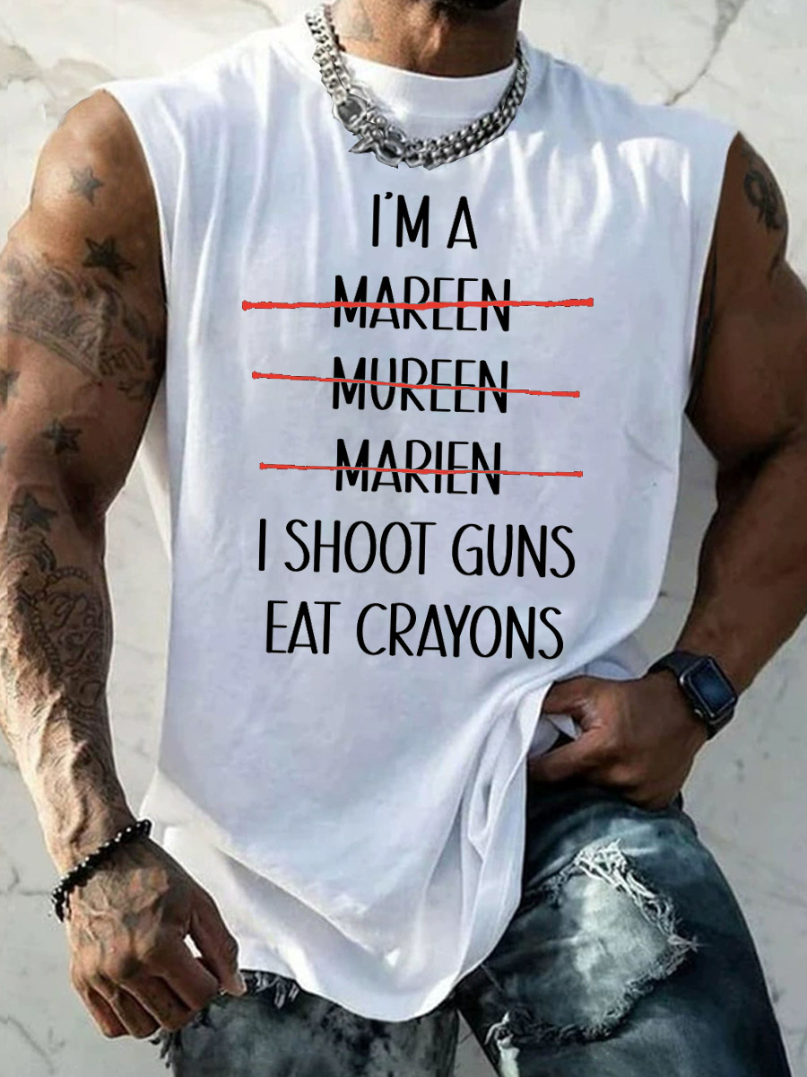 Marines Shot Guns Eat Crayons Pattern Print Vest