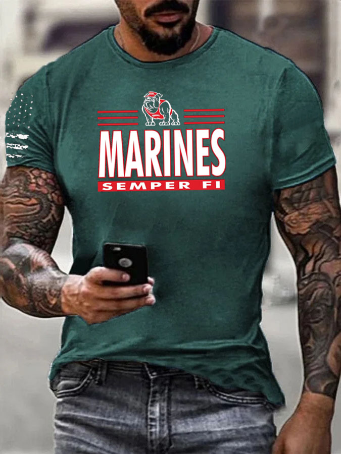 Men' s Marines Pattern Cotton T-Shirt