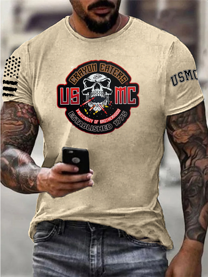 Crayon Eaters Skull Pattern Print Cotton T-Shirt