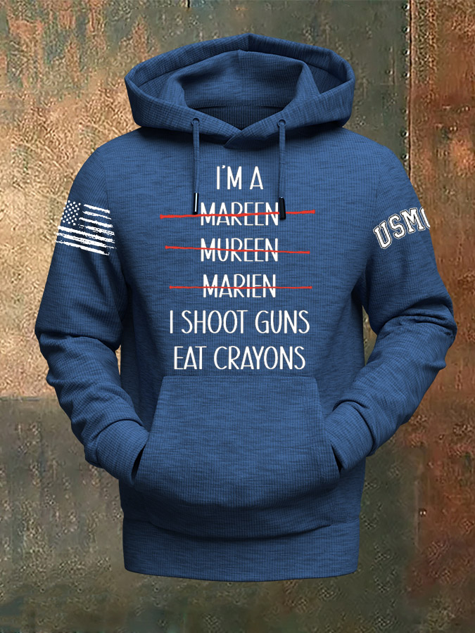 Marines Shot Guns Eat Crayons Pattern Print Classic Hoodie