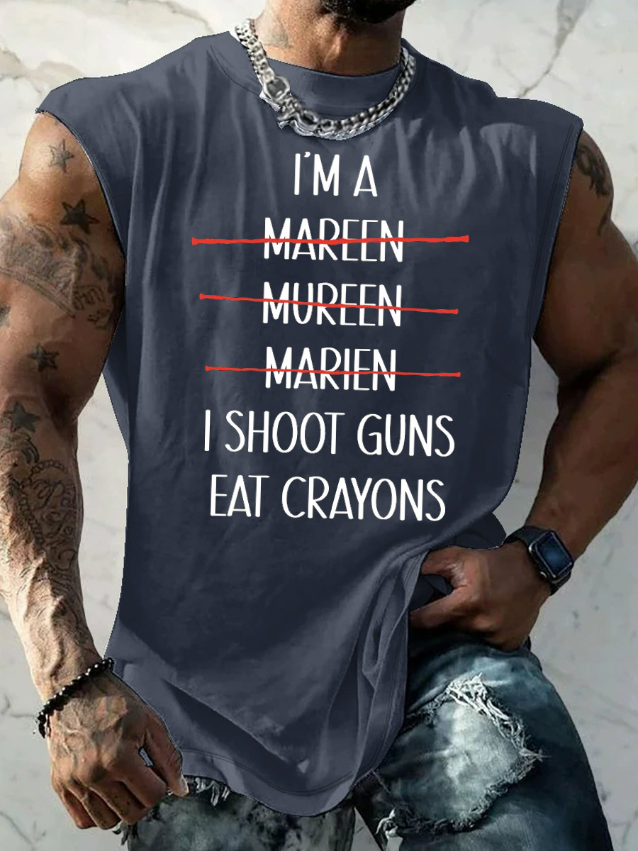 Marines Shot Guns Eat Crayons Pattern Print Vest