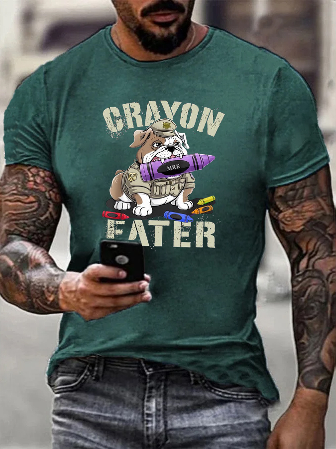 Crayon Eater Pattern Print Cotton T-Shirt