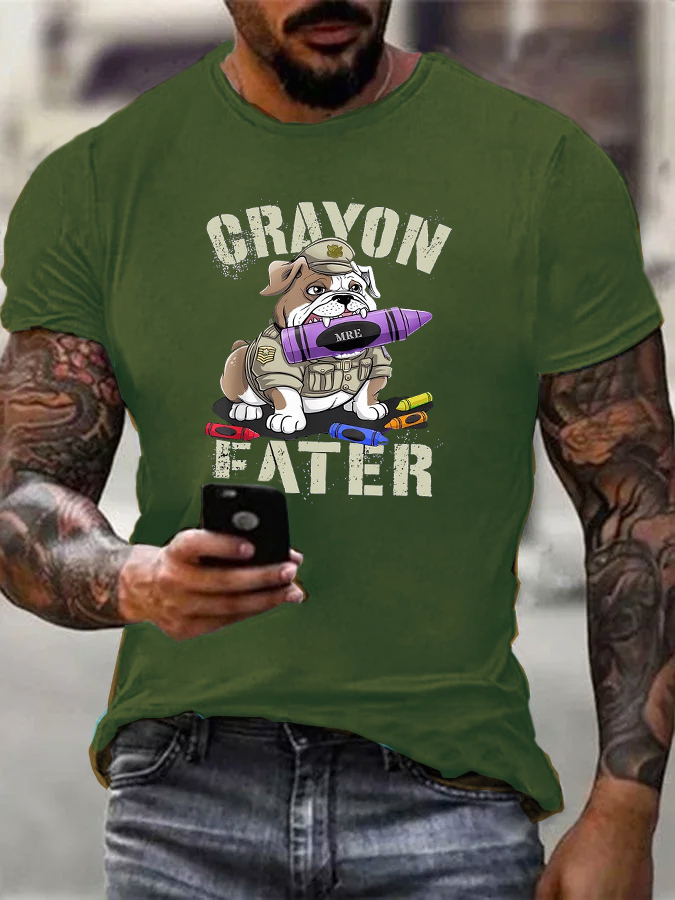 Crayon Eater Pattern Print Cotton T-Shirt